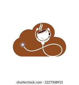 Healthy coffee vector logo design. Doctors stethoscope with coffee cup logo design.	