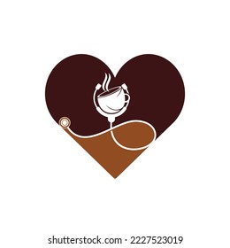 Healthy coffee vector logo design. Doctors stethoscope with coffee cup logo design.	