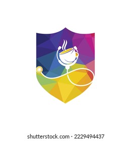 Healthy coffee vector logo design. Doctors stethoscope with coffee cup logo design.	