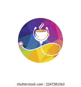 Healthy coffee vector logo design. Doctors stethoscope with coffee cup logo design.	