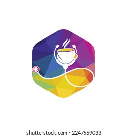 Healthy coffee vector logo design. Doctors stethoscope with coffee cup logo design.	