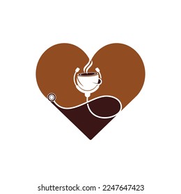 Healthy coffee vector logo design. Doctors stethoscope with coffee cup logo design.	