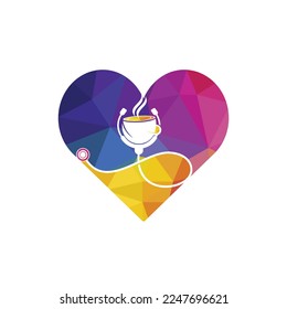 Healthy coffee vector logo design. Doctors stethoscope with coffee cup logo design.	