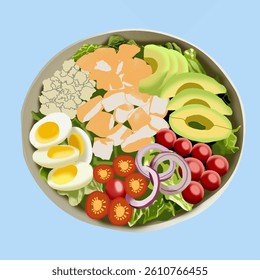 Healthy and Colorful Salad Bowl Illustration with Fresh Ingredients and Vegetables