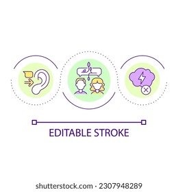 Healthy communication in relationships loop concept icon. Marital listening skill abstract idea thin line illustration. Managing conflicts. Isolated outline drawing. Editable stroke. Arial font used