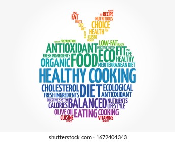 Healthy Cooking apple word cloud, health concept background