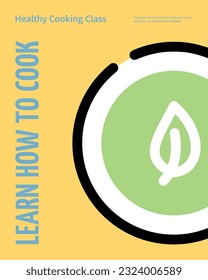 Healthy Cooking Class Learn How to Cook Placard Poster Banner Card Template Dish Top View. Vector illustration