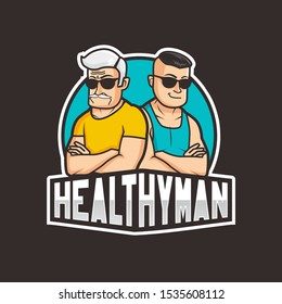 healthy and cool man character mascot logo