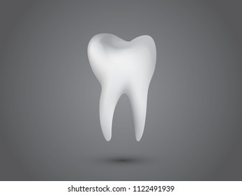 A healthy cool white human tooth on dark gray background for dental clinics vector illustration