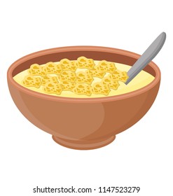 
Healthy corn flakes in a bowl with milk for breakfast
