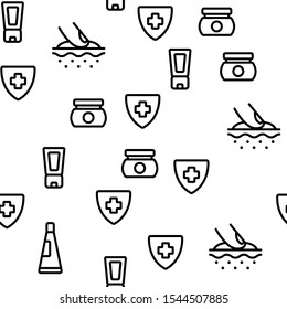 Healthy Cream Vector Seamless Pattern Thin Line Illustration