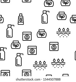 Healthy Cream Vector Seamless Pattern Thin Line Illustration