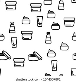 Healthy Cream Vector Seamless Pattern Thin Line Illustration