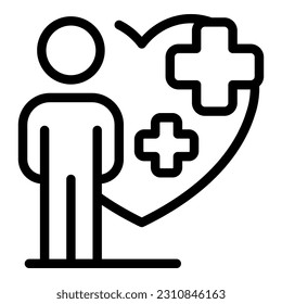 vector de contorno de icono de cliente saludable. Confianza en la visión. Misión básica