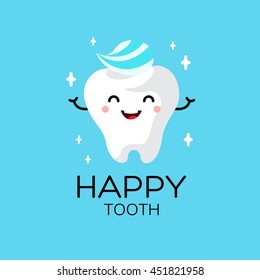 Healthy cute cartoon tooth character