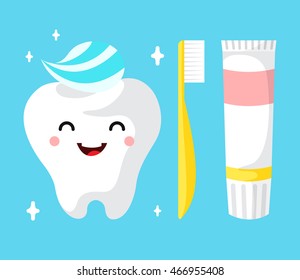 Healthy cute cartoon tooth character