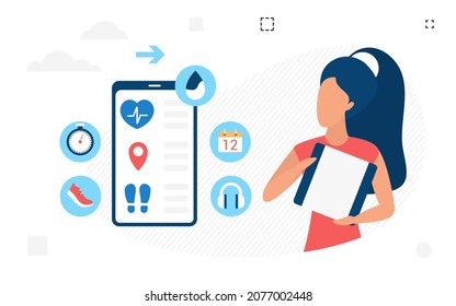 Healthy daily tracking lifestyle smart application. Maintaining good habits and activities monitoring