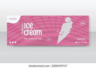 healthy and delicious food ice cream facebook cover design template