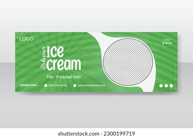 healthy and delicious food ice cream facebook cover design template