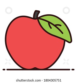 Healthy and delicious fruit, apple vector in flat style 