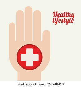 Healthy design over beige background, vector illustration