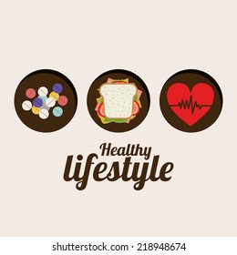 Healthy design over beige background, vector illustration