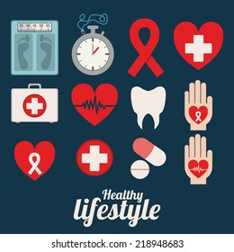Healthy design over blue background, vector illustration