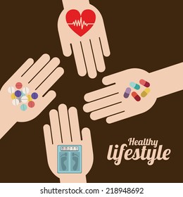 Healthy design over brown background, vector illustration