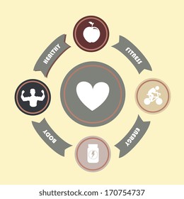 healthy design over pink background vector illustration