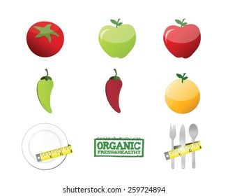 healthy diet concept icon set illustration design over white