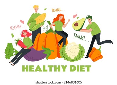 Healthy diet concpet. Vector flat cartoon design element illustration