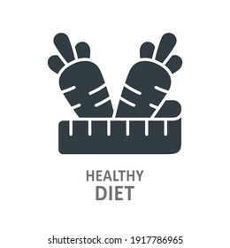 Healthy diet glyph icon. Black vector illustrations isolated on white.