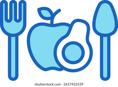 Healthy Diet Icon Blue Vector Illustration