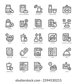 Healthy Diet Icon pack for your website, mobile, presentation, and logo design. Healthy Diet Icon outline design. Vector graphics illustration and editable stroke.