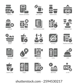 Healthy Diet Icon pack for your website, mobile, presentation, and logo design. Healthy Diet Icon solid design. Vector graphics illustration and editable stroke.