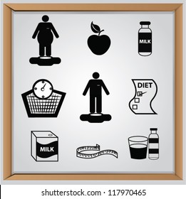 Healthy and diet icon set,Vector