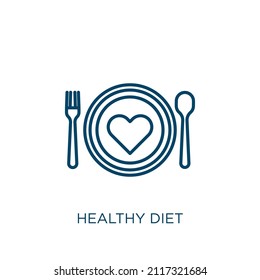 healthy diet icon. Thin linear healthy diet outline icon isolated on white background. Line vector healthy diet sign, symbol for web and mobile