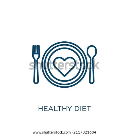 healthy diet icon. Thin linear healthy diet outline icon isolated on white background. Line vector healthy diet sign, symbol for web and mobile