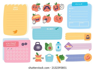 Healthy Diet Journal and Planner Design Vector Illustration