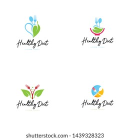 Healthy diet logo template vector in set. Diet logo concept on isolated white background
