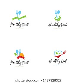 Healthy diet logo template vector in set. Diet logo concept on isolated white background