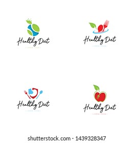 Healthy diet logo template vector in set. Diet logo concept on isolated white background