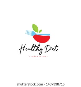 Healthy Diet Logo Template Vector on Isolated White Background