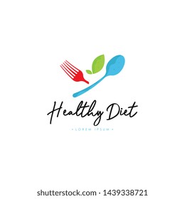 Healthy Diet Logo Template Vector on Isolated White Background