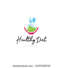 Healthy Diet Logo Template Vector on Isolated White Background