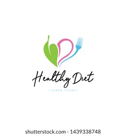 Healthy Diet Logo Template Vector on Isolated White Background