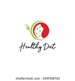 Healthy Diet Logo Template Vector on Isolated White Background