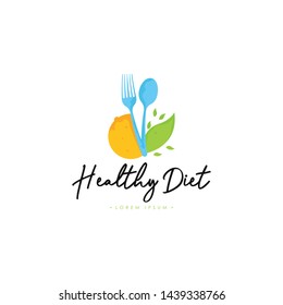Healthy Diet Logo Template Vector on Isolated White Background