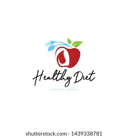 Healthy Diet Logo Template Vector on Isolated White Background