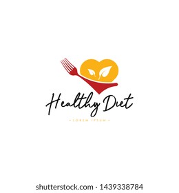Healthy Diet Logo Template Vector on Isolated White Background
